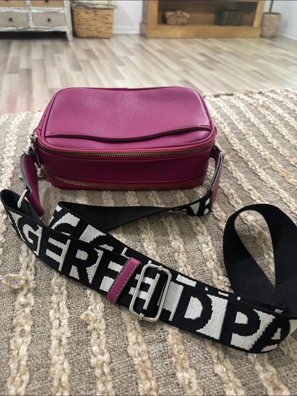 Karl Lagerfeld Hot Pink Crossbody Maybelle Bag with Karl & Choupette Charm
